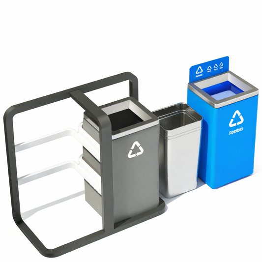 Dual Compartment Indoor Recycling Bin – Commercial Steel Waste Bin for Offices & Public Spaces