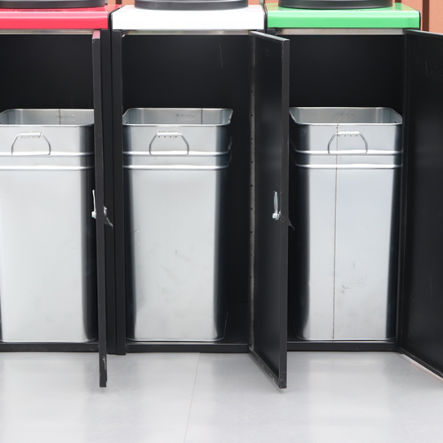 3 Compartment Indoor Recycling Bin – Stainless Steel Waste Sorting Bin for Offices, Malls & Public Spaces