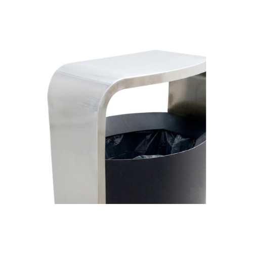 Outdoor Hooded Commercial Waste Bin 40L – Stainless Steel Rainhood Trash Can