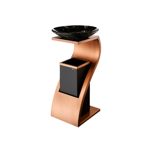 Luxury Curved Ashtray Bin – Stainless Steel Hotel & Lobby Cigarette Disposal Bin with Inner Liner