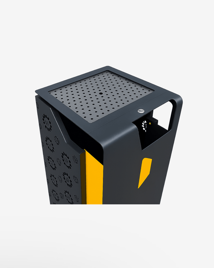115L Outdoor Trash Can (MAX - HG190A) – Galvanized Steel & WPC Wood, Weather - Resistant Street Bin - MaxBin