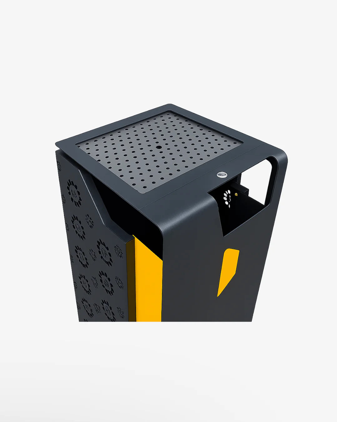 115L Outdoor Trash Can – Galvanized Steel & WPC Wood, Weather-Resistant Street Bin