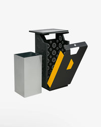 115L Outdoor Trash Can – Galvanized Steel & WPC Wood, Weather-Resistant Street Bin