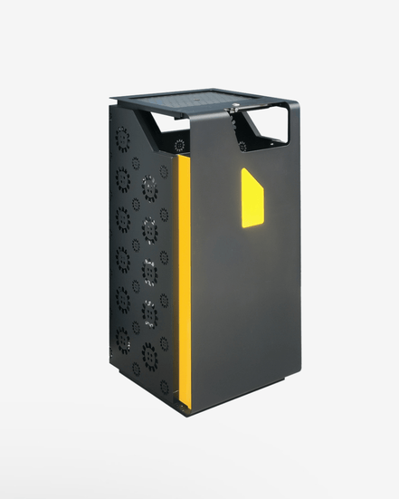 115L Outdoor Trash Can (MAX - HG190A) – Galvanized Steel & WPC Wood, Weather - Resistant Street Bin - MaxBin