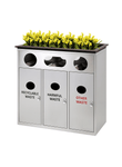 120L Stainless Steel 3 - Compartment Recycling Station (MAX - HB55) – Brushed Finish, Indoor/Outdoor Waste Sorting Bin - MaxBin
