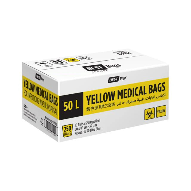 Yellow Clinical Medical Waste Bags | Leak-Resistant Healthcare Waste Disposal Bags