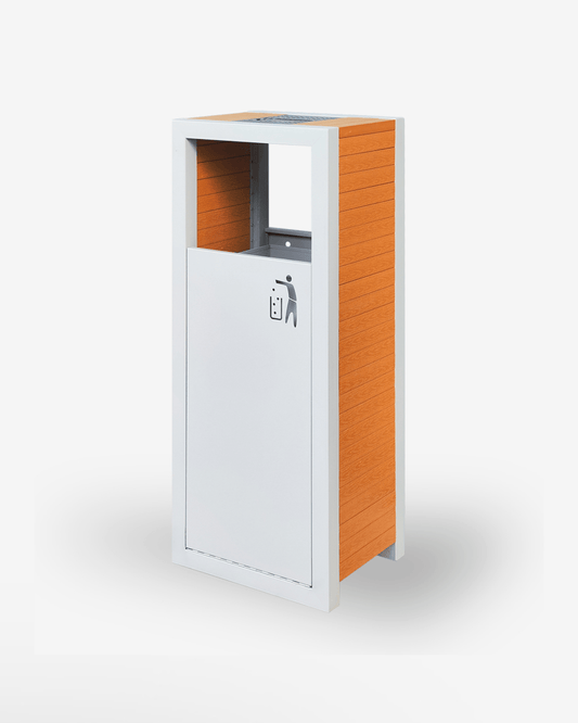48L Outdoor Wooden Trash Bin – Galvanized Steel Frame with WPC Panels, Street & Park Waste Bin