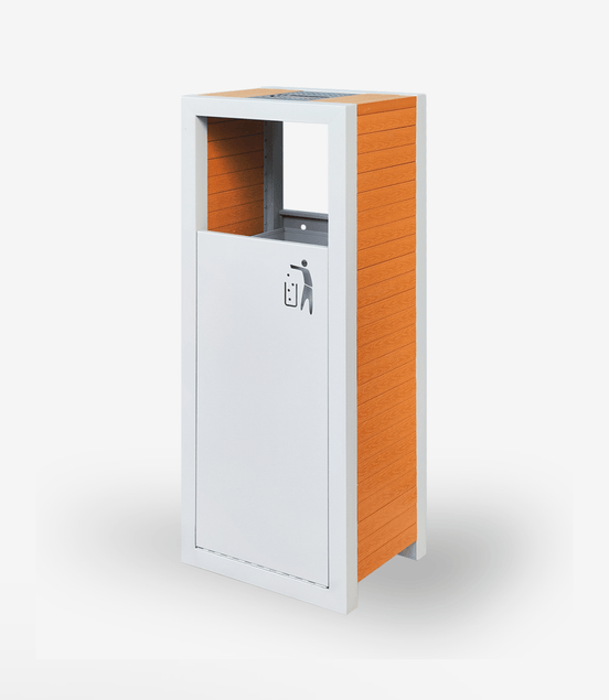 48L Outdoor Wooden Trash Bin (MAX - HG189) – Galvanized Steel Frame with WPC Panels, Street & Park Waste Bin - MaxBin