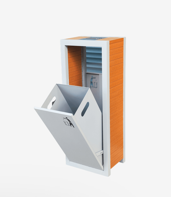48L Outdoor Wooden Trash Bin (MAX - HG189) – Galvanized Steel Frame with WPC Panels, Street & Park Waste Bin - MaxBin