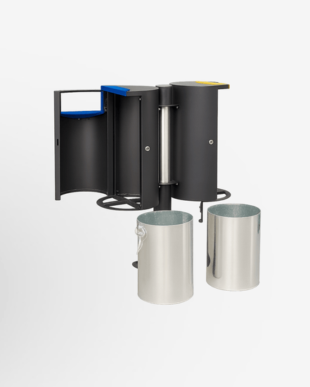 52 L Outdoor Side - Opening Trash Can (MAX - HK428) – Galvanized Steel, Black Powder - Coated Finish - MaxBin