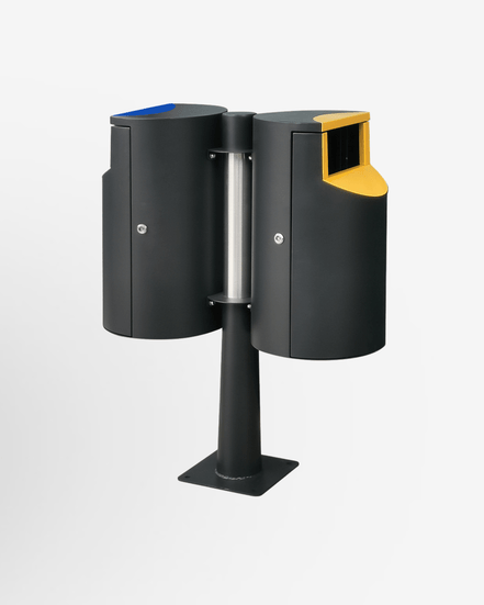 52 L Outdoor Side - Opening Trash Can (MAX - HK428) – Galvanized Steel, Black Powder - Coated Finish - MaxBin