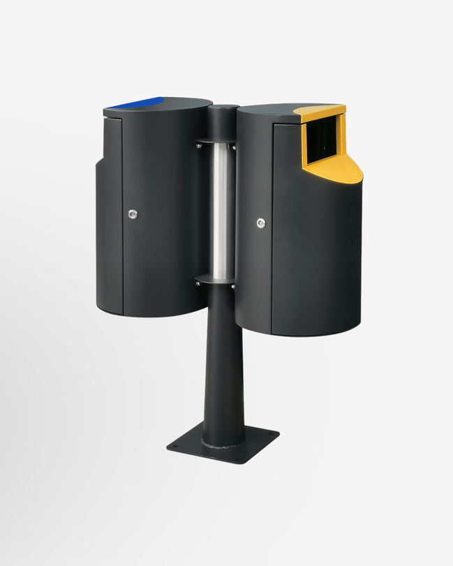 52 L Outdoor Side - Opening Trash Can (MAX - HK428) – Galvanized Steel, Black Powder - Coated Finish - MaxBin