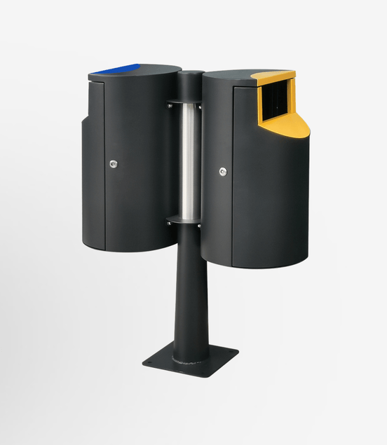 52 L Outdoor Side - Opening Trash Can (MAX - HK428) – Galvanized Steel, Black Powder - Coated Finish - MaxBin