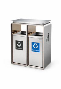 Dual Compartment Stainless Steel Recycling Bin 52L