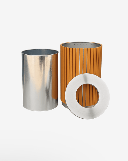 65L Outdoor Wooden Trash Bin (MAX - HG209) – 201 Stainless Steel & WPC Wood, Compact Street Bin - MaxBin