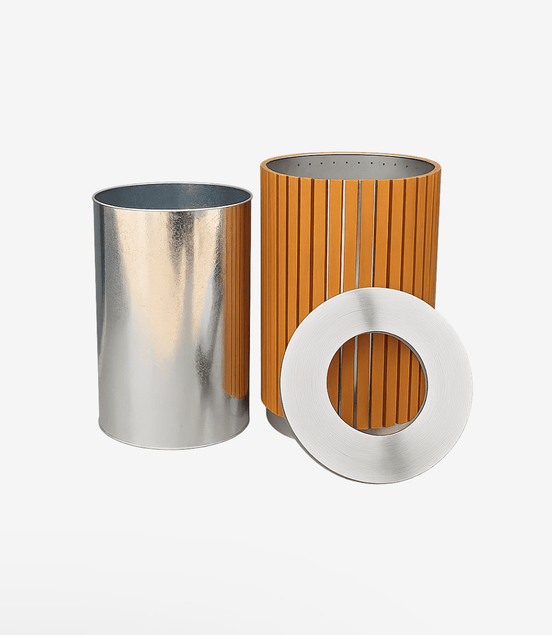 65L Outdoor Wooden Trash Bin (MAX - HG209) – 201 Stainless Steel & WPC Wood, Compact Street Bin - MaxBin