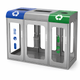 3-Compartment Indoor Recycling / Trash Bin – Steel & Acrylic (1010×350×760mm)