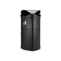 Modern Outdoor Steel Waste Bin 55L – Powder Coated Commercial Lobby Bin Black