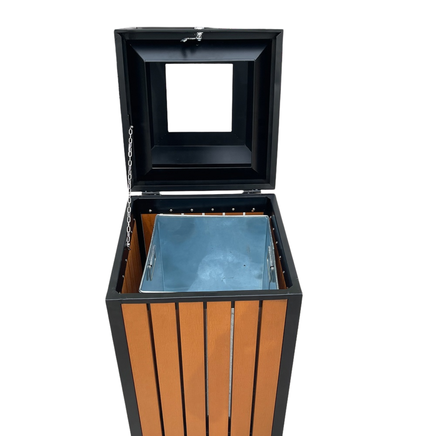 40L Outdoor WPC Trash Bin | Modern Park & Public Space Waste Station
