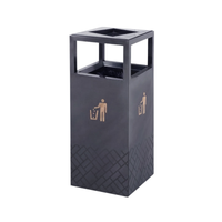 18 Gallon Commercial Stainless Steel Trash Bin | Modern Open-Top Lobby Waste Bin (Black)