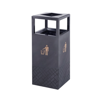 compare product 18 Gallon Commercial Stainless Steel Trash Bin | Modern Open-Top Lobby Waste Bin (Black)