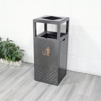 18 Gallon Commercial Stainless Steel Trash Bin | Modern Open-Top Lobby Waste Bin (Black)