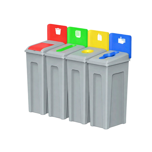 80L Indoor Recycling Bin Station | Multi-Compartment Waste Sorting System (Plastic, Colour-Coded)