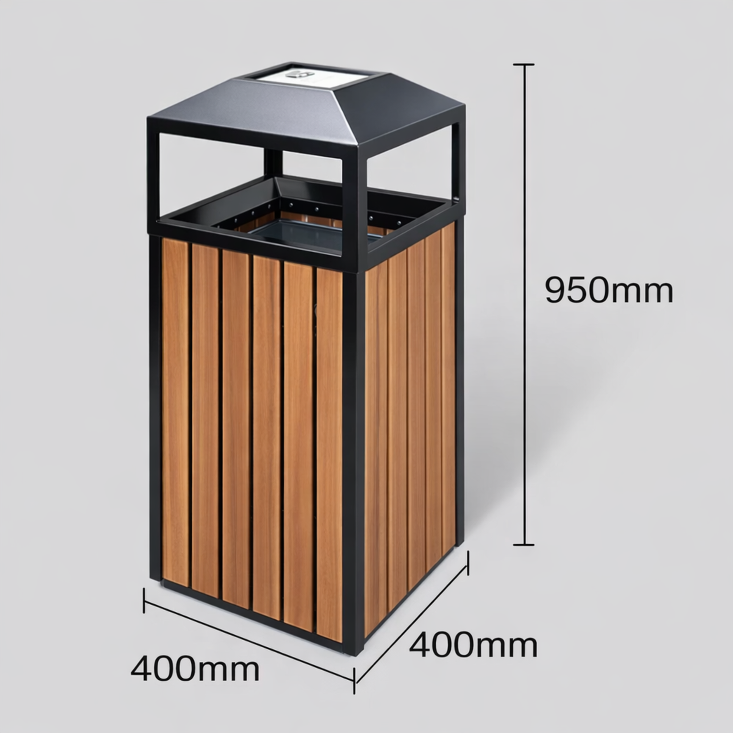40L Outdoor WPC Trash Bin | Modern Park & Public Space Waste Station