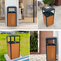40L Outdoor WPC Trash Bin | Modern Park & Public Space Waste Station