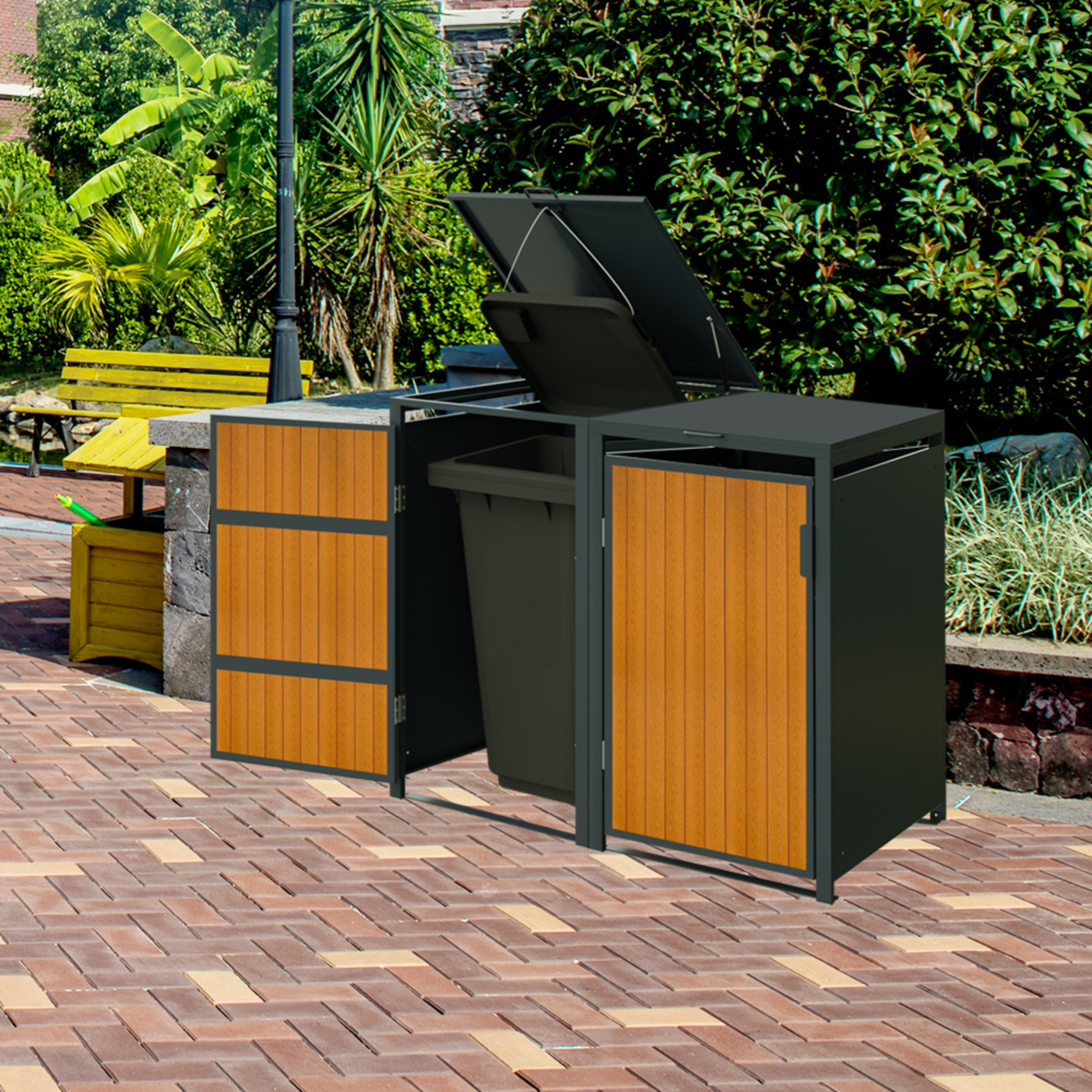 240L Outdoor Waste Bin Enclosure | Commercial Steel Garbage Storage Unit (Lockable, Weather-Resistant)