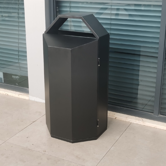 99L Commercial Steel Waste Bin | Heavy-Duty Indoor & Outdoor Rubbish Bin (Matte Black)