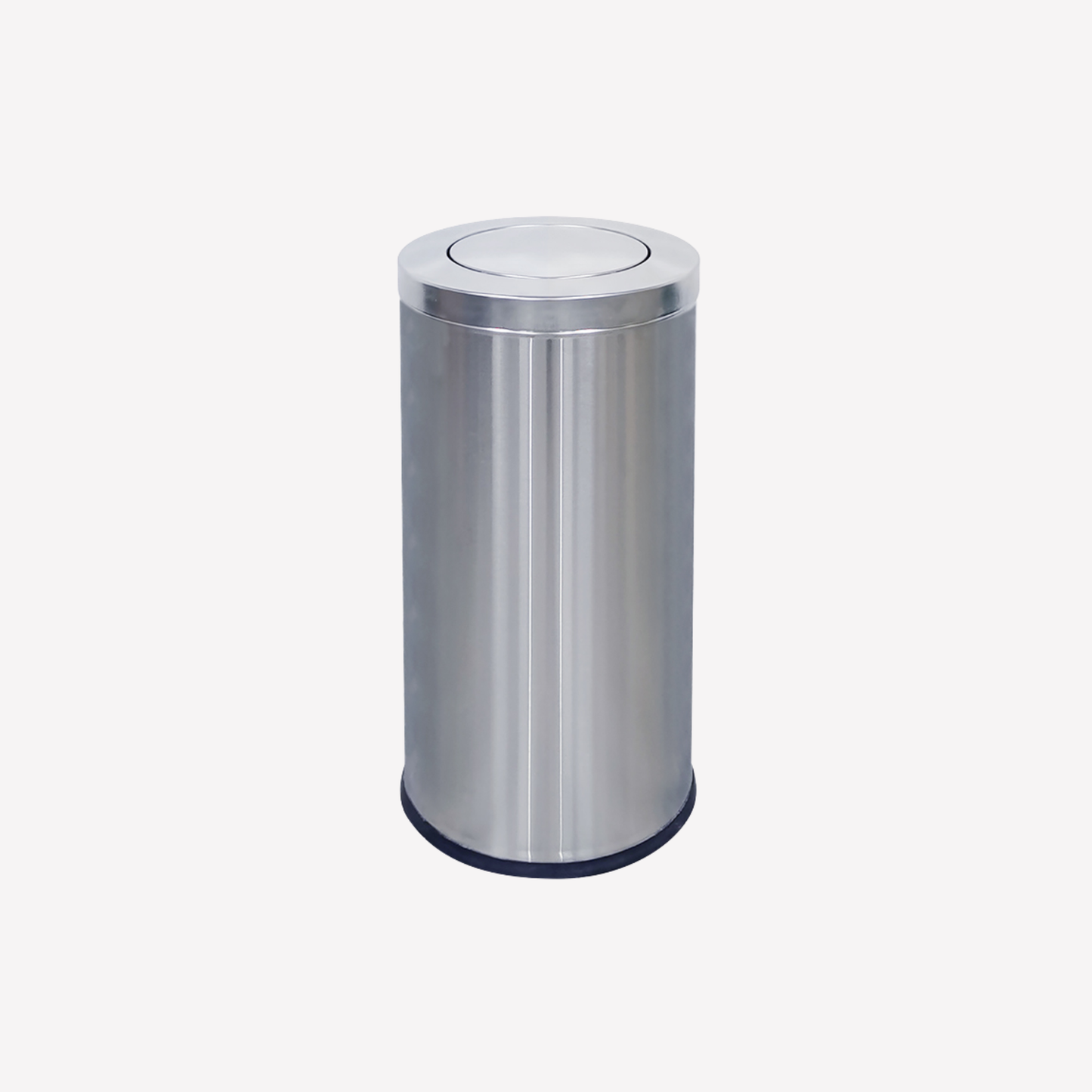 54L Stainless Steel Swing Lid Bin | Modern Office & Lobby Waste Bin (Round, Brushed Steel)