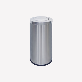 compare product 54L Stainless Steel Swing Lid Bin | Modern Office & Lobby Waste Bin (Round, Brushed Steel)