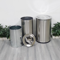 54L Stainless Steel Swing Lid Bin | Modern Office & Lobby Waste Bin (Round, Brushed Steel)