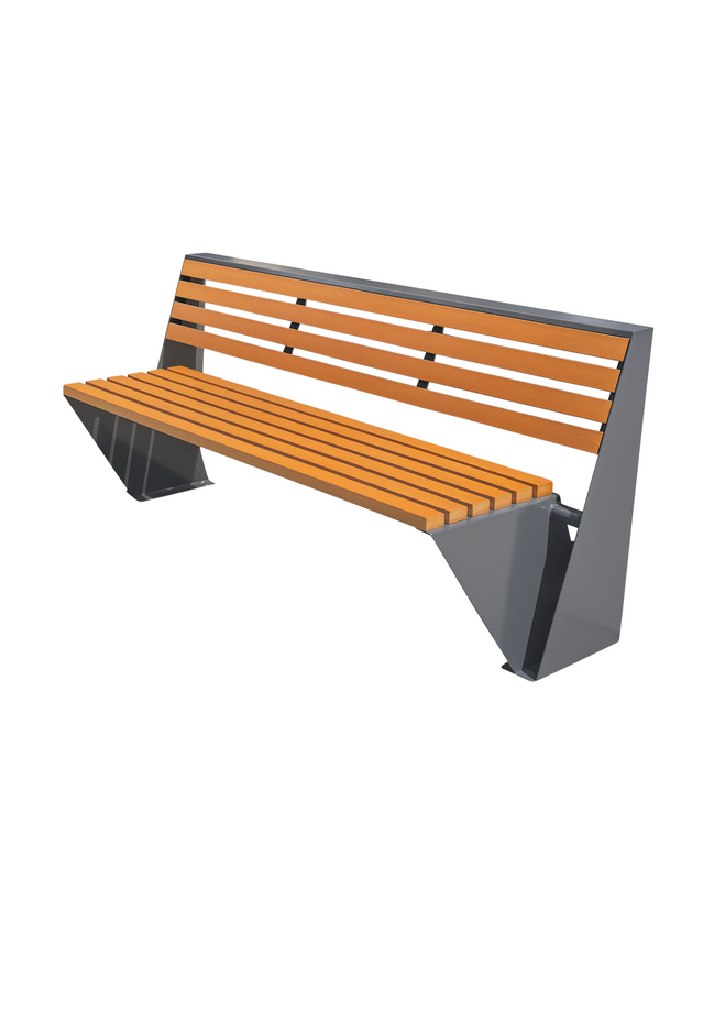 MaxBin Urban Steel & Timber Bench – Heavy-Duty Outdoor Park Seating, Weatherproof & Durable