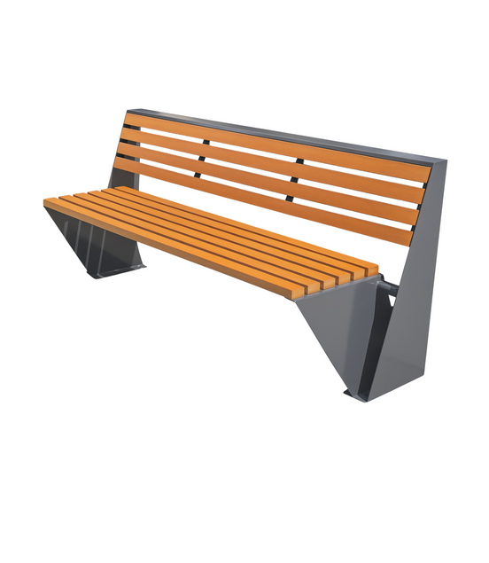 MaxBin Urban Steel & Timber Bench – Heavy-Duty Outdoor Park Seating, Weatherproof & Durable