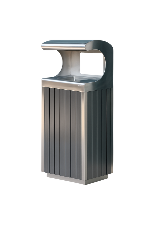 MaxBin Stainless Steel & WPC Outdoor Bin – Commercial-Grade Outdoor Waste Bin, Rust-Resistant & Large Capacity