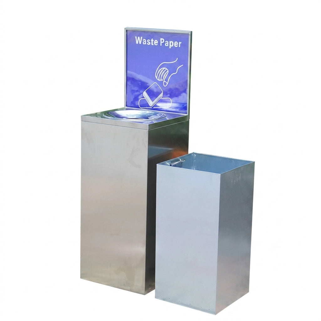 Stainless Steel Advertising Waste Bin | Commercial Round Bin 50L