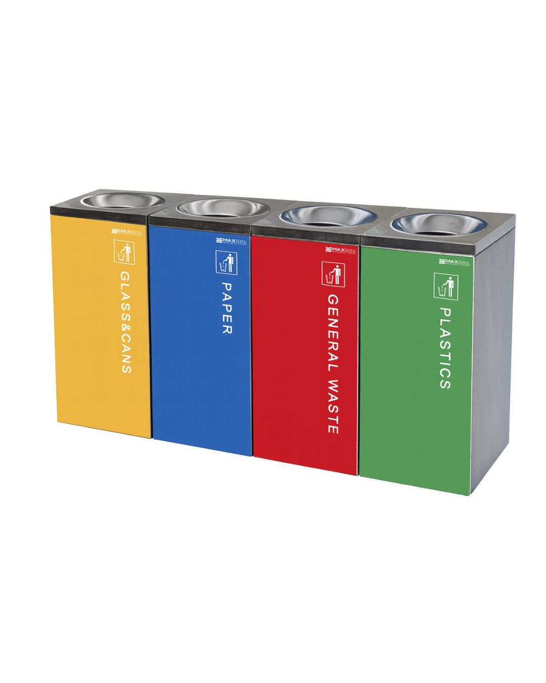 MAX SN74C Brushed Stainless Steel Round-Top Advertising Waste Bin