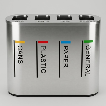 compare product 4 Compartment Stainless Steel Recycling Bin | Commercial Waste Bin