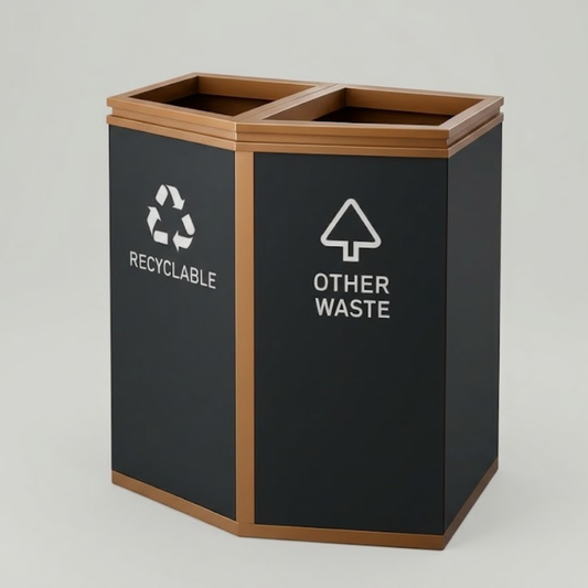 Dual Recycling Bin 60L | Stainless Steel Waste Sorting Station