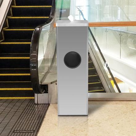 Floor-Standing Stainless Steel Wet-Wipe Dispenser with Disposal Bin – 300×300×900mm