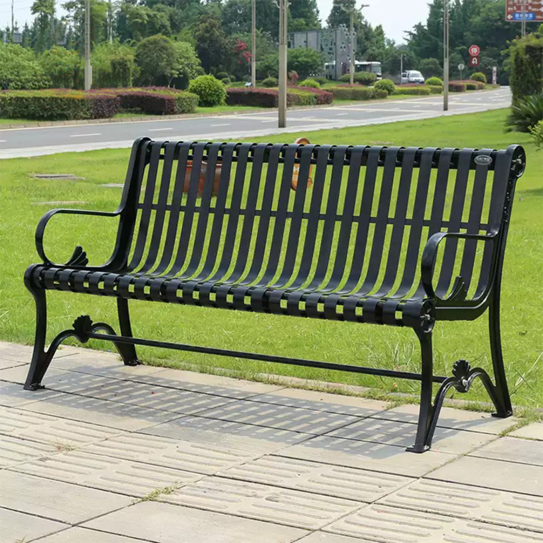 Vintage Cast Iron Outdoor Garden Bench – 150cm / 120cm with Solid Wood Slats