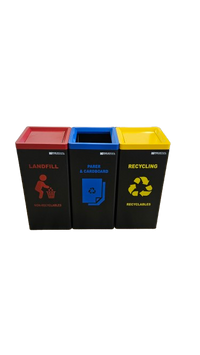 3-Colour Recycling Station – Durable Steel Waste Separation Bins