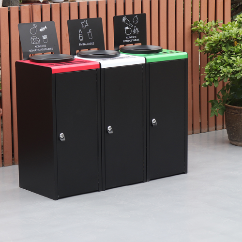3 Compartment Indoor Recycling Bin – Stainless Steel Waste Sorting Bin for Offices, Malls & Public Spaces