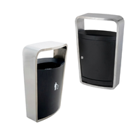 Outdoor Hooded Commercial Waste Bin 40L – Stainless Steel Rainhood Trash Can