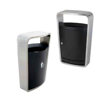 compare product Outdoor Hooded Commercial Waste Bin 40L – Stainless Steel Rainhood Trash Can