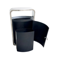 Outdoor Hooded Commercial Waste Bin 40L – Stainless Steel Rainhood Trash Can