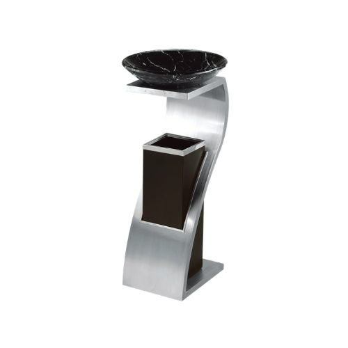 Luxury Curved Ashtray Bin – Stainless Steel Hotel & Lobby Cigarette Disposal Bin with Inner Liner