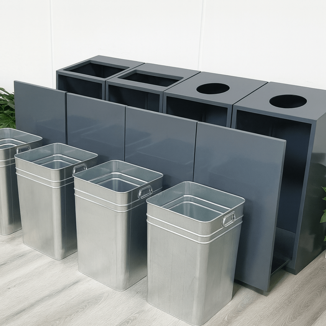 Custom Grey Recycling Waste Bin – Multiple Containers Indoor Dustbin - MaxBin